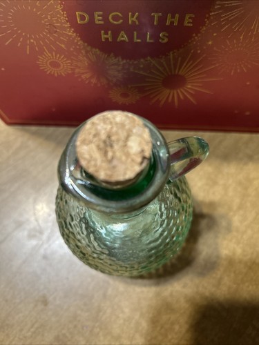 Vintage Small 6oz Canada Green Textured Glass Decanter Jug with stopper - Picture 3 of 4