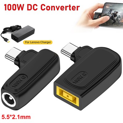 90 Degree 100W USB C Type C To DC Lenovo Power Charger Adapter Square Converter