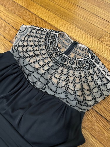 Vtg 90s Y2K Xscape Black Beaded Formal Evening Gown Dress Size 8 Maxi Long USA - Picture 5 of 11