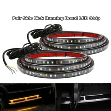  Car 70" Running Board Side Step LED Light Amber White Turn Signal DRL Light2pcs