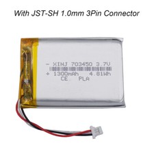 3.7V 1300mAh 4.81Wh Lipo Battery 703450 JST-SH 3pin 1.0mm For GPS Car DashCamera