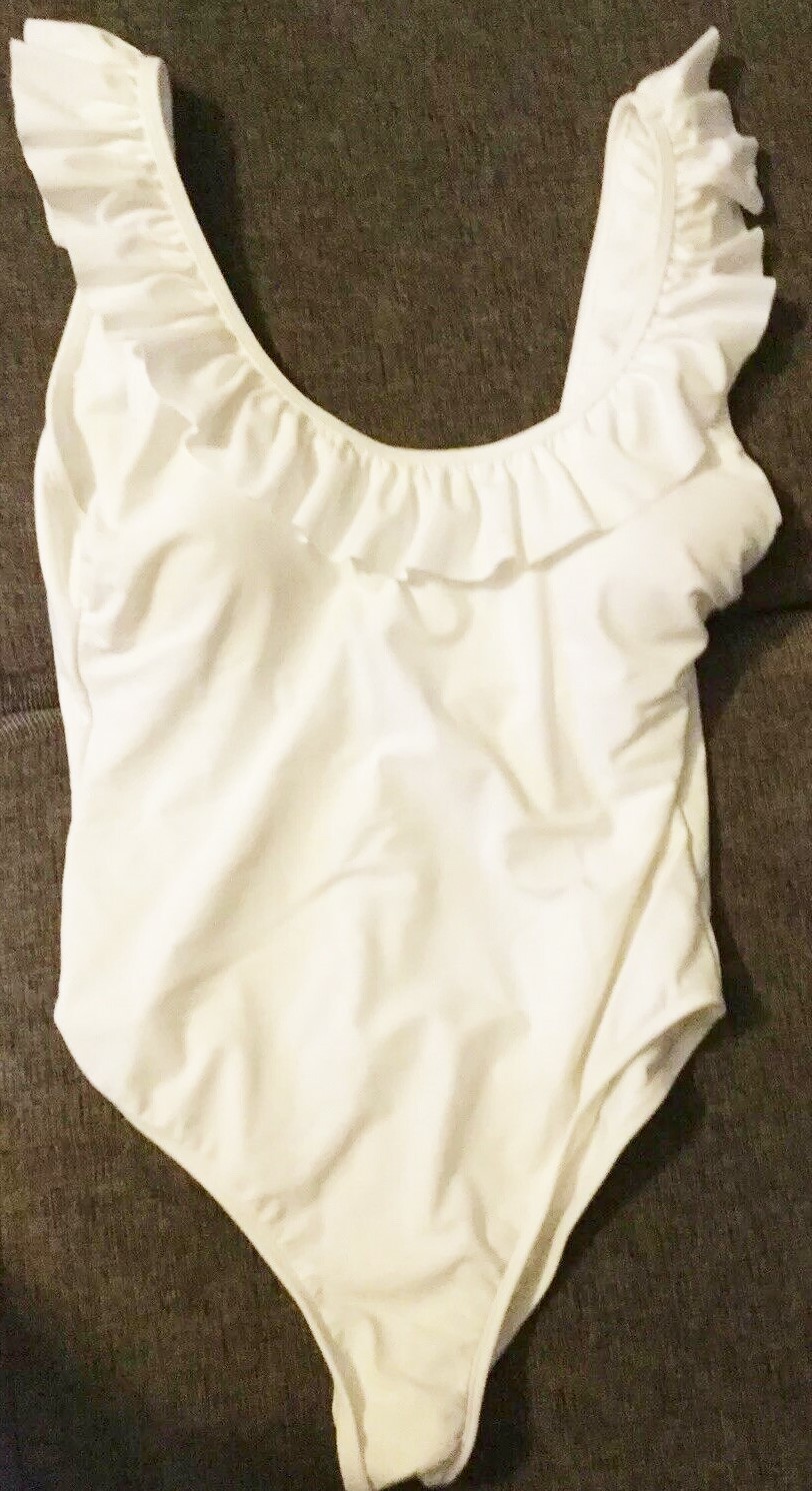 SUGAR COAST by Lolli Swim Ruffled Black or White 1 Piece Swimsuit low