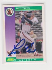 AUCTION LEE STEVENS CALIFORNIA ANGELS 1992 SCORE #372 AUTOGRAPHED CARD