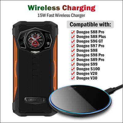 15W Wireless Charger For Doogee S100 S98 S95 S96 GT S97 S89 S88 Plus V10 V20 V30