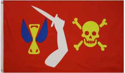 Christopher Moody 3x5ft Poly Pirate Flag No Quarter Given Red Pirate Skull Flag