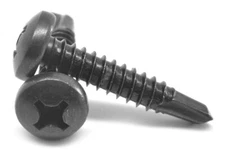 #12-14 x 1 1/2 Self Drilling Screw Phil Pan Head #3 Point Stl Black Zinc