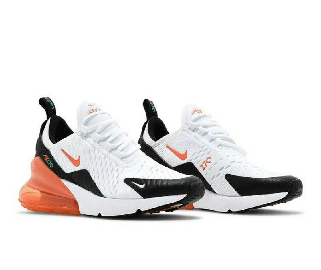 Nike Air Max 270 White/Turf Orange/Black Grade School Kids' Shoe