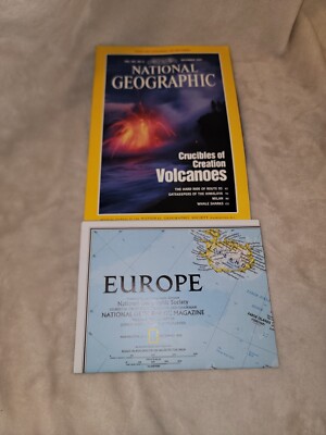 National Geographic December 1992 ''Crucibles Of Creation Volcanoes Magazine +MAP