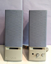 VGC SONY VAIO PCVA-SP2 COMPUTER DESKTOP SPEAKERS, GRAY, PAIR NO POWER SOURCE