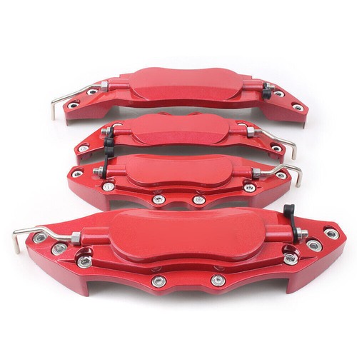 4x Red Metal 3D Style Car Universal Disc Brake Caliper Front&Rear Cover Kit M+S - Picture 7 of 9