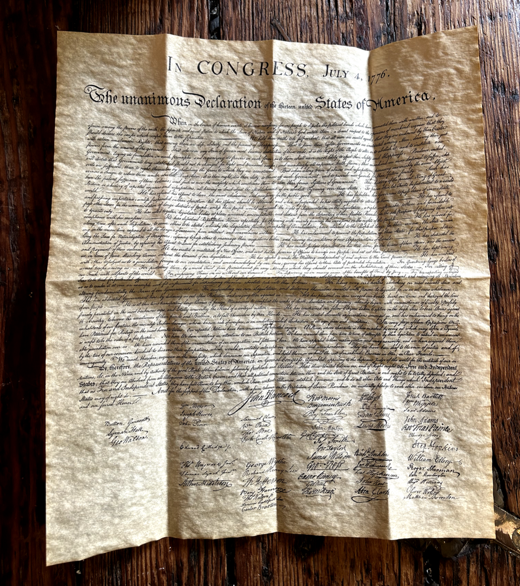 Declaration of Independence On Antiqued Parchment Paper Declaration of Independence On Antiqued Parchment Paper