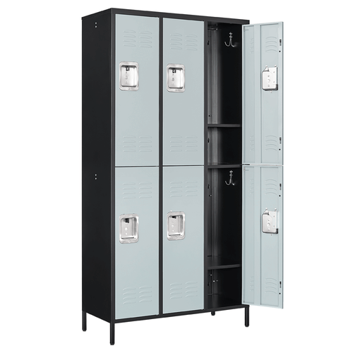 STANI Metal Locker with 6 Doors for School Gym and Employees Black Gray 71 inch - Picture 3 of 12