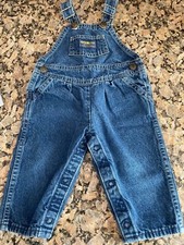 Vintage Oshkosh B'gosh Denim Overalls Vestbak Girls Pleated Front 12 Months