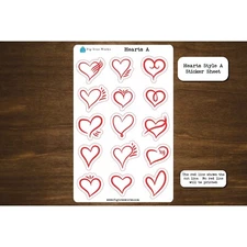 Hearts Sticker Sheet | Style A | Planner and Journal Stickers