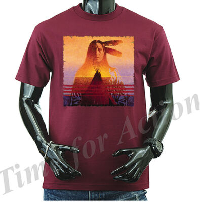 Two Feathers Native American Wildlife Wilderness Teepee Graphic T-shirt