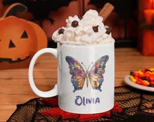 Personalized Butterfly Coffee Mug With Name Custom Name Coffee Mug Stained Glass