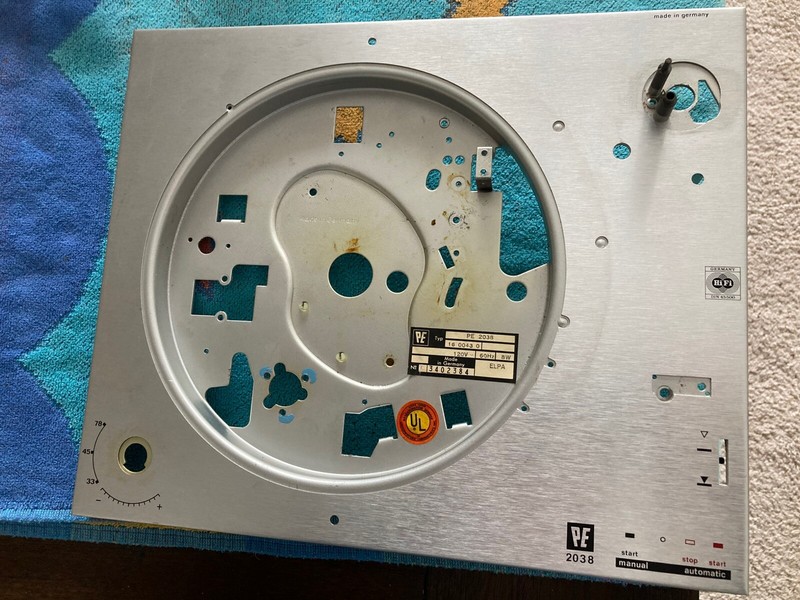 Replacement PE Perpetuum Ebner 2038 Turntable Front Panel Control Surface
