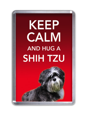 Keep Calm and Hug a Shih Tzu - Hund Kühlschrankmagnet Haustier Tier Neuheit Geschenk
