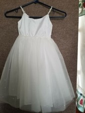 WHITE SLEEVELESS SPAGHETTI STRAP FLOWER GIRL DRESS WITH TULLE SIZE 2