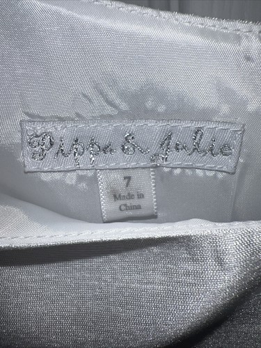 Pippa & Julie Girls White Tulle Flower Girl Dress Formal Wedding Size 7 NWT - Picture 3 of 11