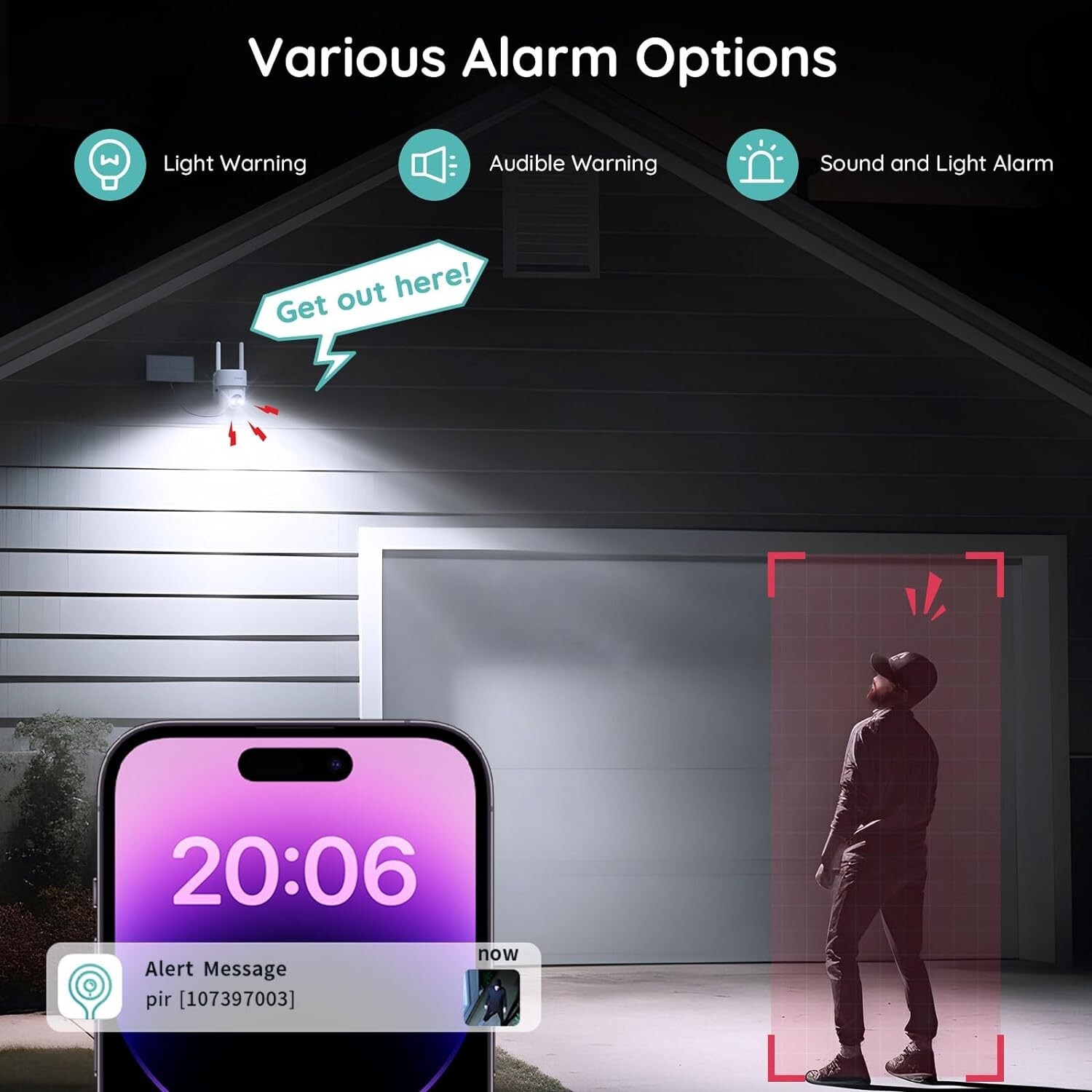 BOIFUN Outdoor Wireless Solar Security Camera 360° PTZ Home WiFi Battery CCTV