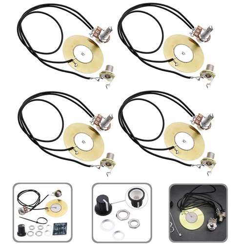 4Pcs 50MM Guitar Pickup Piezo Tranucer Prewired Amplifier with 6.35MM Outpu USA-