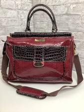 Samantha Brown Croco Embossed Dowel Travel Bag Tote Work Weekender Burgundy Rare