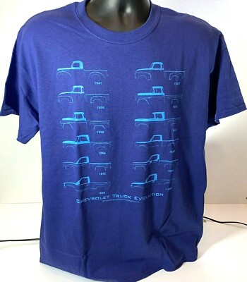 Chevrolet Pickup T-Shirt - Blue w/ Truck Models 1941-1999 Evolution (Licensed)
