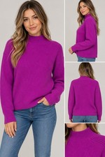 NWT Ann Taylor Purple Mock Neck Ribbed Sweater