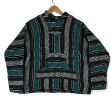 Baja Joe Hoodie Mens M Mexican Drug Rug Poncho Hippie Boho Sweatshirt