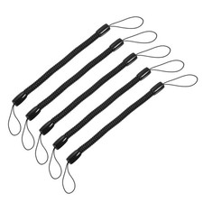 5 Pack Retractable Spring Coil Strap, Plastic Keys Holder BLack, 5-inch 