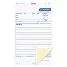 TOPS 3868 Snap-Off Job Work Order Form, 5 2/3" x 8 5/8", Three-Part Carbonless (