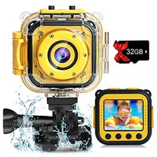 PROGRACE KIDS CAMERA WATERPROOF TOY CHILDREN DIGITAL ACTION CAMERA - YELLOW