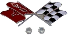 METAL 1969 - 1973 Corvette Fuel Gas Door Lid Emblem Cross Flags Badge C3 NEW
