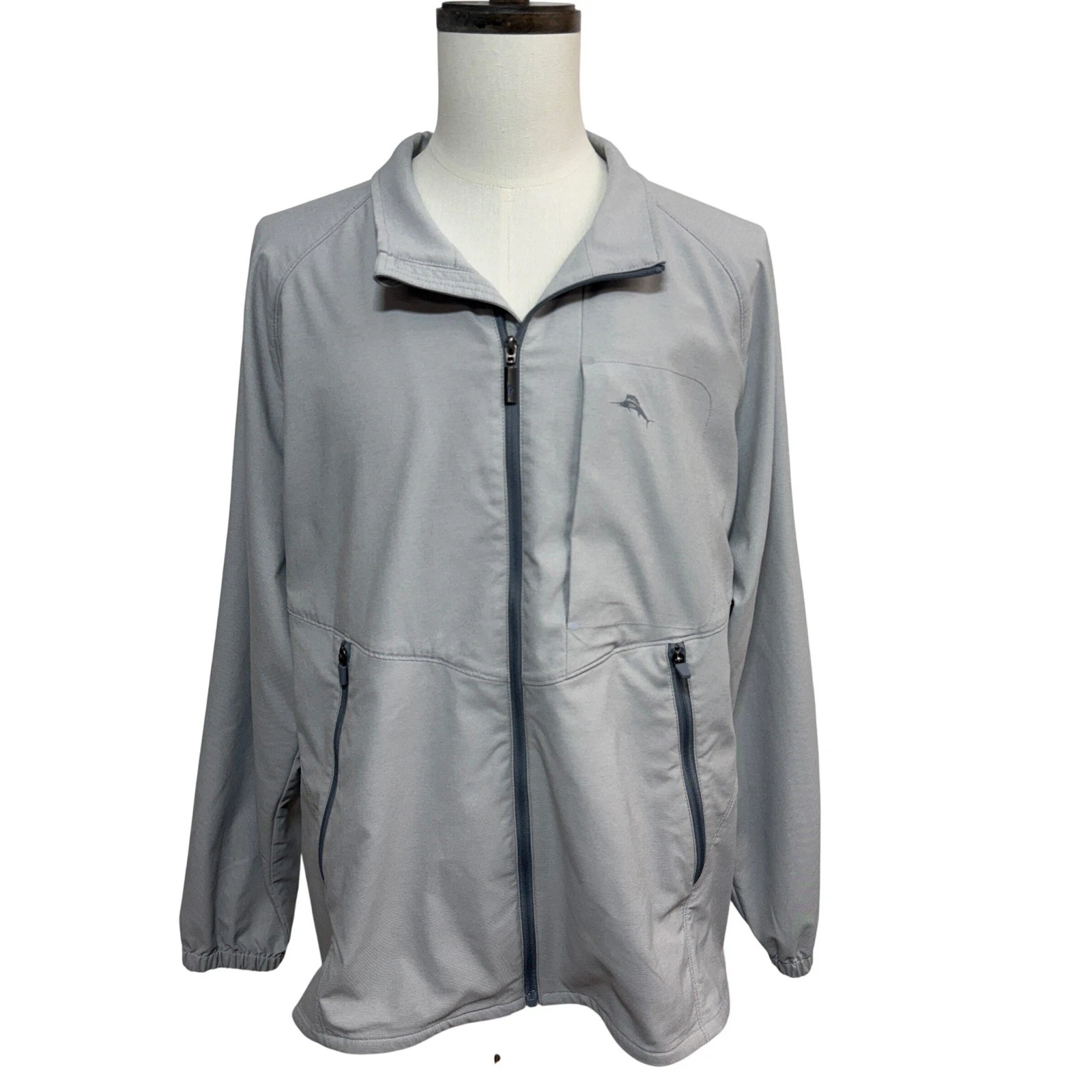 Tommy Bahama Jacket Mens XXL Gray Full Zip IslandZone Windbreaker Performance