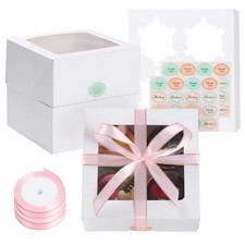 20 Stück FoldFree CupcakeBoxen 4 Loch Cupcake Träger mit Fenster und Einsatz ...