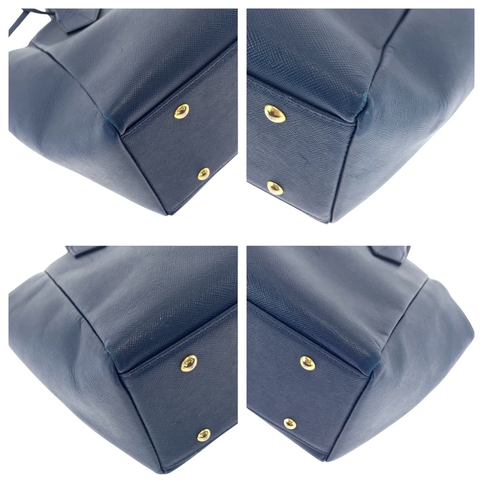 Samantha Thavasa 单肩包手提包 2 路蓝色金色五金皮革 — 第 3/4 张图片