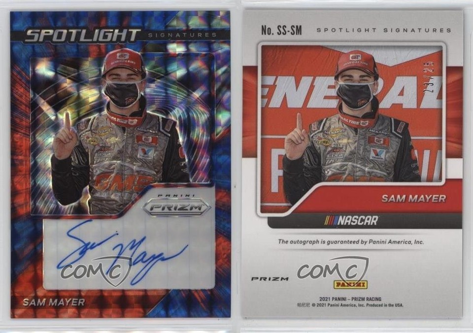 Sam Mayer 2021 Panini Prizm Spotlight Signatures Reactive Blue 23/25 Sam Mayer ...