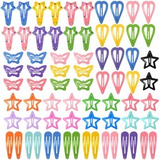 82 Pcs 5 Styles Colorful Hair Clips for Girls, Metal Snap Girls Hair Hearts