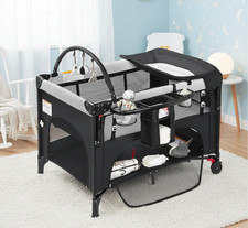 4-in-1 PREMIUM Baby Bassinet Bedside Crib with Waterproof Mattress - Black