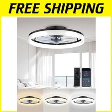 Versatile 20" Ceiling Fan with Lights & Remote - Modern Aluminium Flush Mount