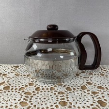 Vintage Pyrex Coffee Tea Glass Pot Brown Plastic Lid 6 Cup France