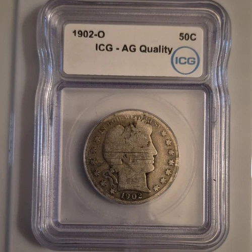 1902 Barber Half Dollar ICG AG Quality New Orleans Silver Coin