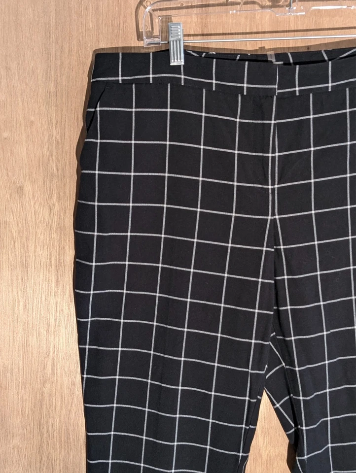 vince camuto dress pants womens size 12 skinny stretch flat front plaid black - Image 2 of 4