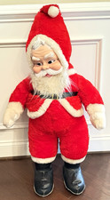 Vintage 1950s Rushton Rubber Face Santa Claus Doll 40" Stuffed Plush Black Boots