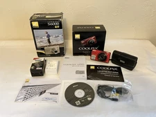 Nikon COOLPIX S6000 Digital Camera Kit Red W Box Leather Case 2 Battery +Charger