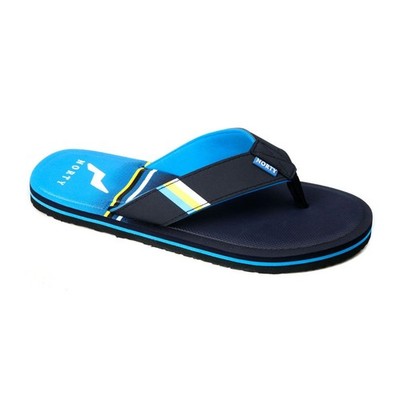 Norty Men's Flip Flop Sandals Black Blue Memory Foam Beach Pool Sandals - NEW