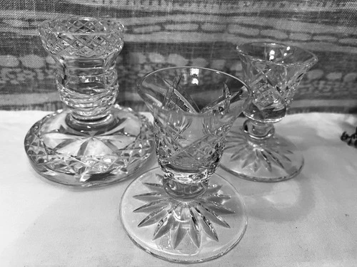 3 Exquisite Waterford Crystal Candlesticks 2 Nocturne 3” 1 Glandore 3.5” Vintage