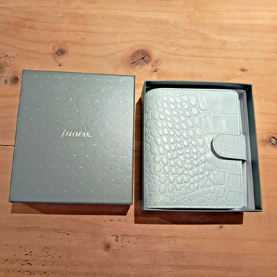 Filofax Classic Croc Pocket Italian Calf Leather Grey Silver Mist Work Uni Boxed