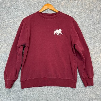 Vintage Stussy Lion Crest Embroidered Sweatshirt Mens Medium Maroon Made USA 90s